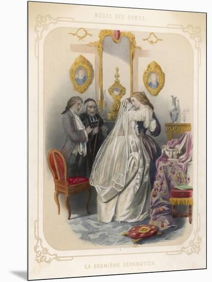 After the Wedding a Bride Takes a Tearful Farewell of Her Mother, "The First Separation!"-Compte-calix-Mounted Art Print