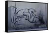 After Trapped in an Empty Shed, Badger (Meles Meles) Passes Graffiti on its Return to the Forest-Klaus Echle-Framed Stretched Canvas