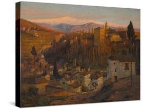 Afterglow - the Alhambra and Sierra Nevada, Granada, c.1905-Albert Moulton Foweraker-Stretched Canvas