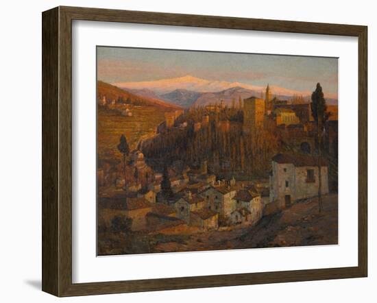 Afterglow - the Alhambra and Sierra Nevada, Granada, c.1905-Albert Moulton Foweraker-Framed Giclee Print