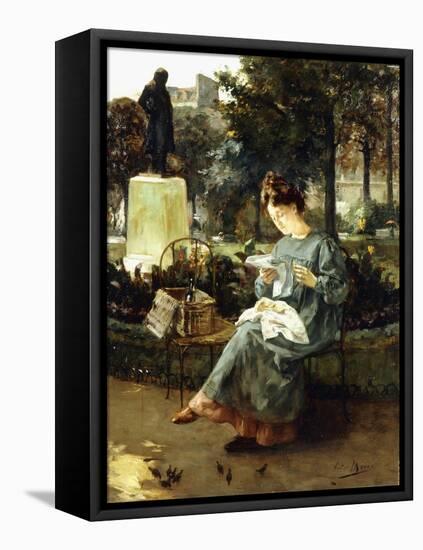 Afternoon in the Luxembourg Gardens-Victor Marec-Framed Stretched Canvas