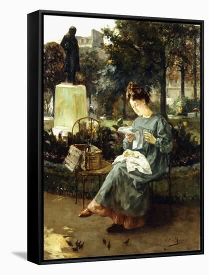 Afternoon in the Luxembourg Gardens-Victor Marec-Framed Stretched Canvas