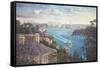 Afternoon Light Sydney Harbour-John Bradley-Framed Stretched Canvas