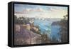 Afternoon Light Sydney Harbour-John Bradley-Framed Stretched Canvas