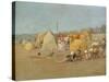 Afternoon on the Beach at Carolles; L'Apres-Midi Sur La Plage De Carolles-Georges Hoffman-Stretched Canvas