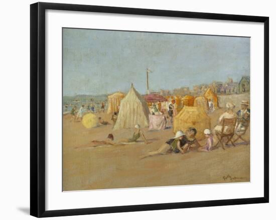 Afternoon on the Beach at Carolles; L'Apres-Midi Sur La Plage De Carolles-Georges Hoffman-Framed Giclee Print