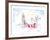 Afternoon Sun During Scandinavian Winter with Red House in Snow-M. Bleichner-Framed Art Print