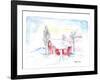 Afternoon Sun During Scandinavian Winter with Red House in Snow-M. Bleichner-Framed Art Print