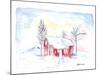 Afternoon Sun During Scandinavian Winter with Red House in Snow-M. Bleichner-Mounted Art Print