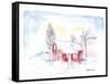 Afternoon Sun During Scandinavian Winter with Red House in Snow-M. Bleichner-Framed Stretched Canvas