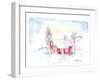 Afternoon Sun During Scandinavian Winter with Red House in Snow-M. Bleichner-Framed Art Print