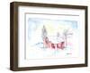 Afternoon Sun During Scandinavian Winter with Red House in Snow-M. Bleichner-Framed Art Print