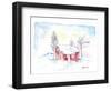 Afternoon Sun During Scandinavian Winter with Red House in Snow-M. Bleichner-Framed Art Print