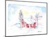 Afternoon Sun During Scandinavian Winter with Red House in Snow-M. Bleichner-Mounted Art Print