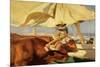 Afternoon sun, Valencia Beach, oil on canvas, 1910, Private Colection. 100x 110 cm.-Joaquin Sorolla-Mounted Poster