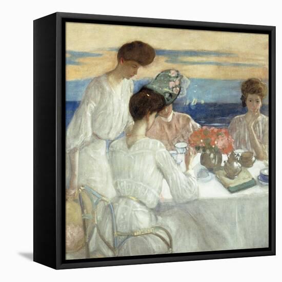 Afternoon Tea on the Terrace-Frederick Carl Frieseke-Framed Stretched Canvas
