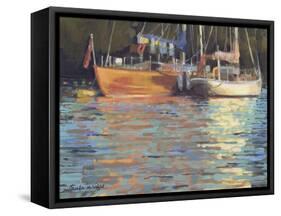 Afternoon Yacht Reflections-Jennifer Wright-Framed Stretched Canvas