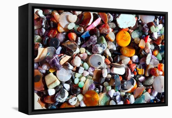 Agate Stone with Many Colorful Mineral Quartz Rock Crystal-holbox-Framed Stretched Canvas
