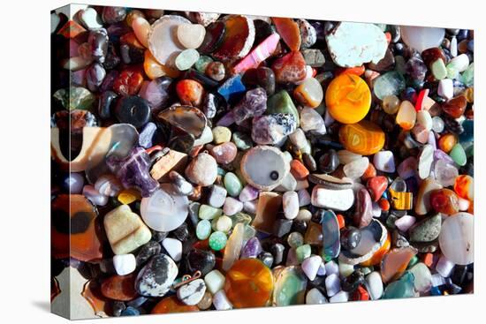 Agate Stone with Many Colorful Mineral Quartz Rock Crystal-holbox-Stretched Canvas