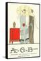 AGB French Fashion Illustration-null-Framed Stretched Canvas