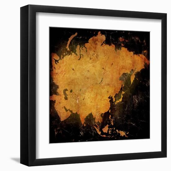 Aged Asia Map-Vintage Artwork-ilolab-Framed Art Print