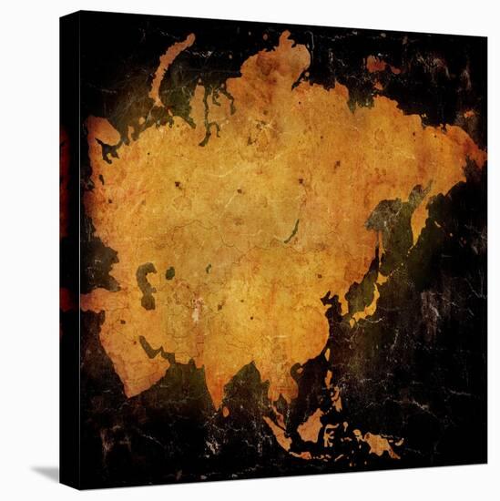 Aged Asia Map-Vintage Artwork-ilolab-Stretched Canvas