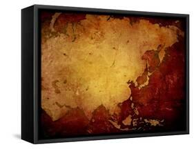 Aged Asia Map-Vintage Artwork-ilolab-Framed Stretched Canvas