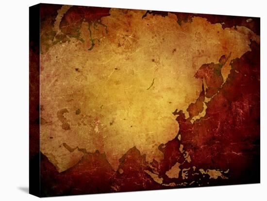 Aged Asia Map-Vintage Artwork-ilolab-Stretched Canvas