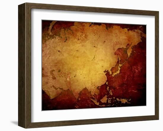 Aged Asia Map-Vintage Artwork-ilolab-Framed Art Print