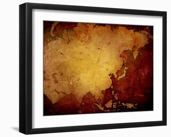 Aged Asia Map-Vintage Artwork-ilolab-Framed Art Print