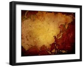 Aged Asia Map-Vintage Artwork-ilolab-Framed Art Print