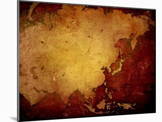 Aged Asia Map-Vintage Artwork-ilolab-Mounted Art Print