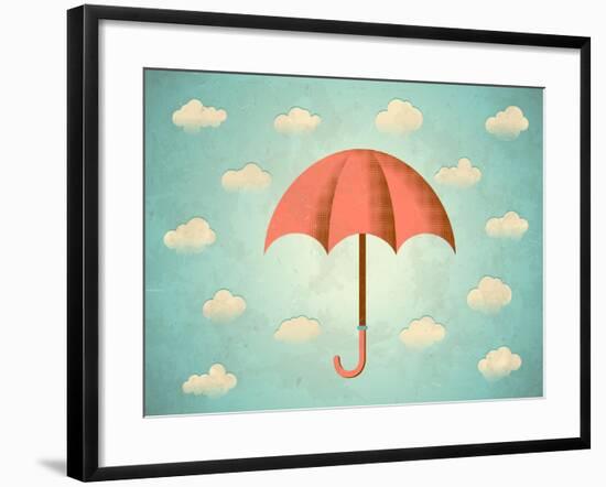 Aged Card with Umbrella-Swill Klitch-Framed Art Print