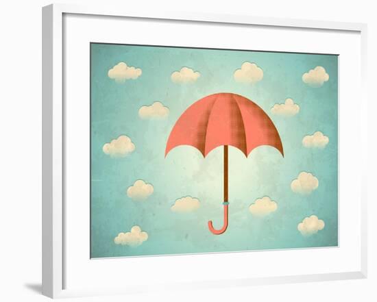 Aged Card with Umbrella-Swill Klitch-Framed Art Print