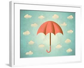 Aged Card with Umbrella-Swill Klitch-Framed Art Print