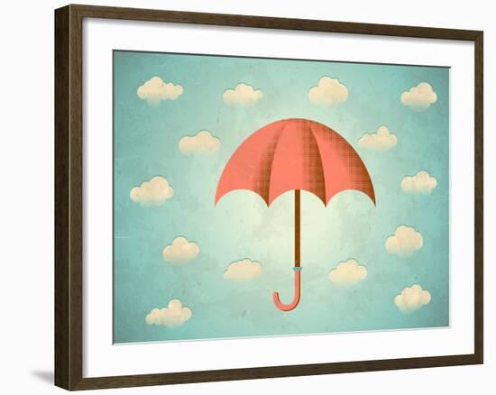 Aged Card with Umbrella-Swill Klitch-Framed Art Print