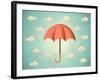 Aged Card with Umbrella-Swill Klitch-Framed Art Print