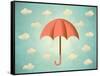 Aged Card with Umbrella-Swill Klitch-Framed Stretched Canvas