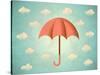 Aged Card with Umbrella-Swill Klitch-Stretched Canvas