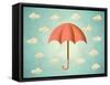 Aged Card with Umbrella-Swill Klitch-Framed Stretched Canvas