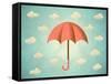 Aged Card with Umbrella-Swill Klitch-Framed Stretched Canvas