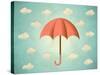 Aged Card with Umbrella-Swill Klitch-Stretched Canvas