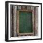 Aged Green Menu Blackboard Hanging on Wooden Wall-Andrey_Kuzmin-Framed Photographic Print