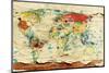 Aged Map Board-null-Mounted Art Print