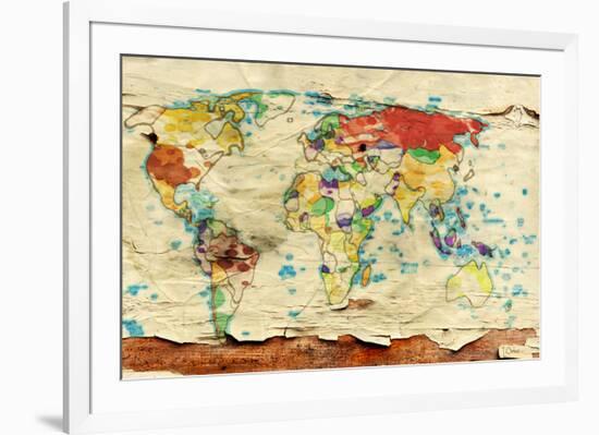 Aged Map Board-null-Framed Art Print