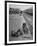 Aged Refugee Fighting Hunger, Sweeps Up Spilled Rice on the Railroad Station Platform-Jack Birns-Framed Photographic Print