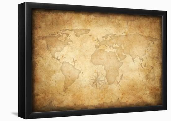 Aged Treasure Map Background-null-Framed Poster