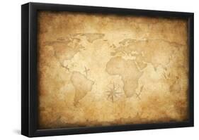 Aged Treasure Map Background-null-Framed Poster