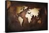 Aged World Map on a Dirty Piece of Fabric-null-Framed Stretched Canvas