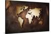 Aged World Map on a Dirty Piece of Fabric-null-Stretched Canvas